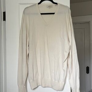 Peter Millar Cream Cashmere V-Neck Sweater Cashmere Sweater